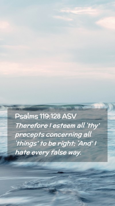 Picture 02 - Psalms 119:128 ASV Mobile Phone Wallpaper - Therefore I esteem all `thy' precepts concerning - Mobile Bible Verse Wallpaper