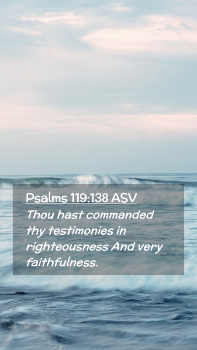 Picture 02 - Psalms 119:138 ASV Mobile Phone Wallpaper - Thou hast commanded thy testimonies in - Mobile Bible Verse Wallpaper