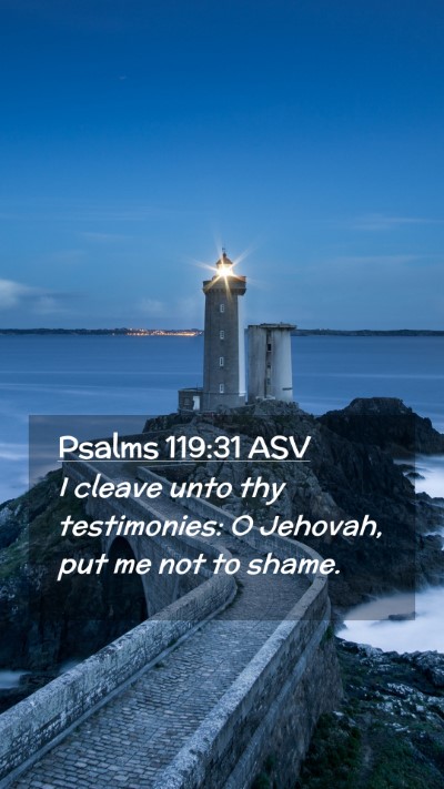 Picture 02 - Psalms 119:31 ASV Mobile Phone Wallpaper - I cleave unto thy testimonies: O Jehovah, put me - Mobile Bible Verse Wallpaper