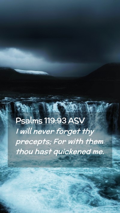 Picture 02 - Psalms 119:93 ASV Mobile Phone Wallpaper - I will never forget thy precepts; For with them - Mobile Bible Verse Wallpaper