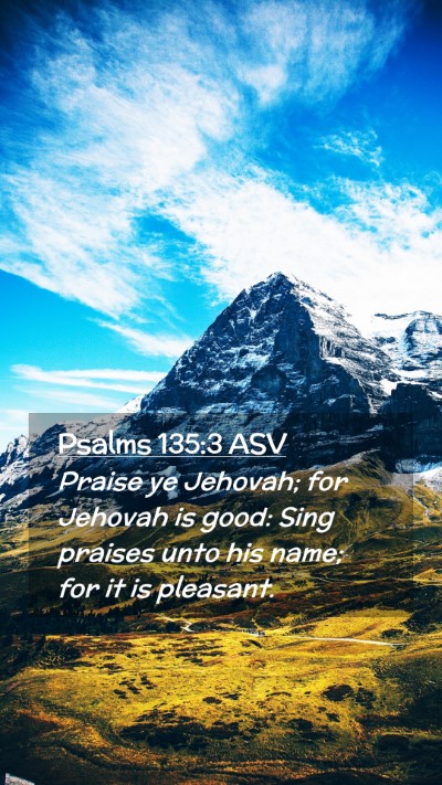 Picture 02 - Psalms 135:3 ASV Mobile Phone Wallpaper - Praise ye Jehovah; for Jehovah is good: Sing - Mobile Bible Verse Wallpaper
