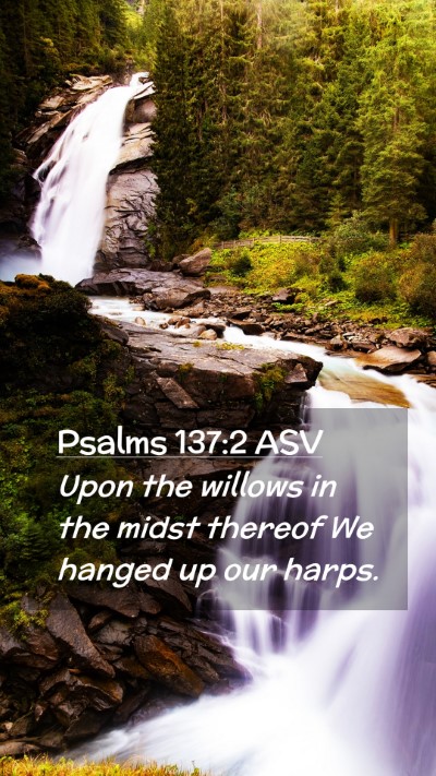 Picture 02 - Psalms 137:2 ASV Mobile Phone Wallpaper - Upon the willows in the midst thereof We hanged - Mobile Bible Verse Wallpaper