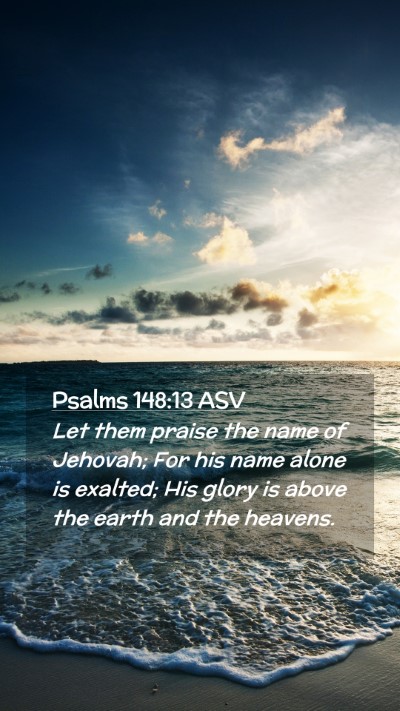 Picture 02 - Psalms 148:13 ASV Mobile Phone Wallpaper - Let them praise the name of Jehovah; For his name - Mobile Bible Verse Wallpaper