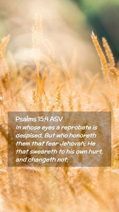 Picture 02 - Psalms 15:4 ASV Mobile Phone Wallpaper - In whose eyes a reprobate is despised, But who - Mobile Bible Verse Wallpaper