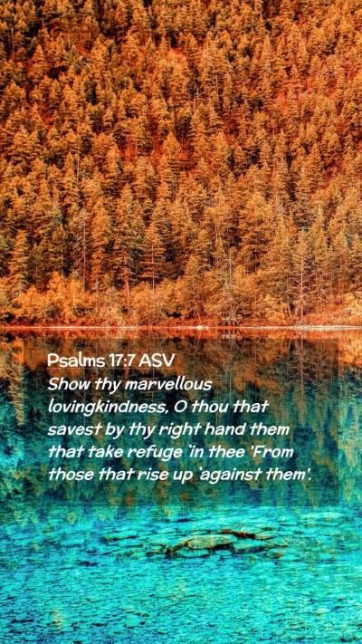 Picture 02 - Psalms 17:7 ASV Mobile Phone Wallpaper - Show thy marvellous lovingkindness, O thou that - Mobile Bible Verse Wallpaper