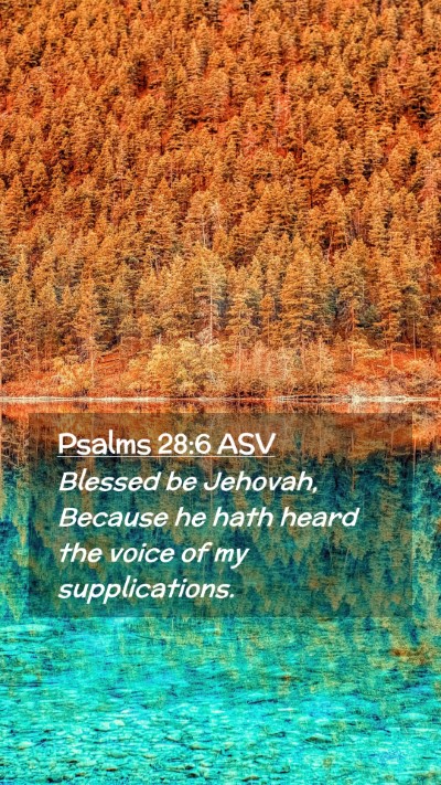 Picture 02 - Psalms 28:6 ASV Mobile Phone Wallpaper - Blessed be Jehovah, Because he hath heard the - Mobile Bible Verse Wallpaper