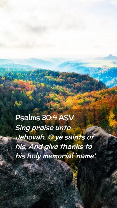 Picture 02 - Psalms 30:4 ASV Mobile Phone Wallpaper - Sing praise unto Jehovah, O ye saints of his, And - Mobile Bible Verse Wallpaper