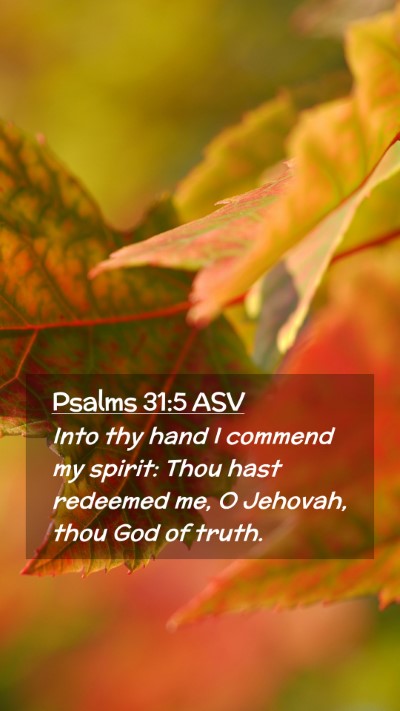 Picture 02 - Psalms 31:5 ASV Mobile Phone Wallpaper - Into thy hand I commend my spirit: Thou hast - Mobile Bible Verse Wallpaper