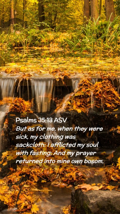 Picture 02 - Psalms 35:13 ASV Mobile Phone Wallpaper - But as for me, when they were sick, my clothing - Mobile Bible Verse Wallpaper