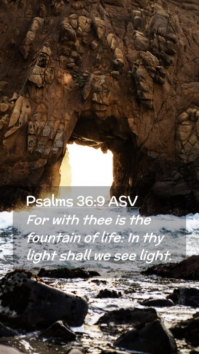 Picture 02 - Psalms 36:9 ASV Mobile Phone Wallpaper - For with thee is the fountain of life: In thy - Mobile Bible Verse Wallpaper