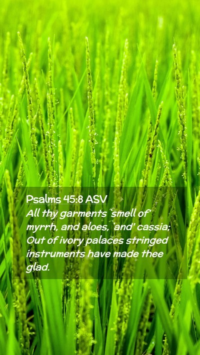 Picture 02 - Psalms 45:8 ASV Mobile Phone Wallpaper - All thy garments `smell of' myrrh, and aloes, - Mobile Bible Verse Wallpaper