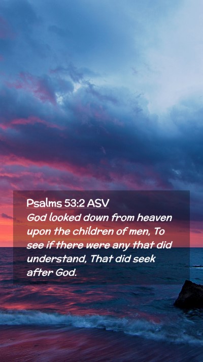 Picture 02 - Psalms 53:2 ASV Mobile Phone Wallpaper - God looked down from heaven upon the children of - Mobile Bible Verse Wallpaper