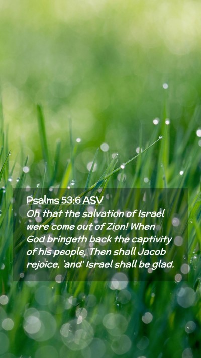 Picture 02 - Psalms 53:6 ASV Mobile Phone Wallpaper - Oh that the salvation of Israel were come out of - Mobile Bible Verse Wallpaper