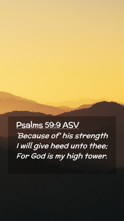 Picture 02 - Psalms 59:9 ASV Mobile Phone Wallpaper - `Because of' his strength I will give heed unto - Mobile Bible Verse Wallpaper