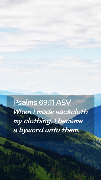 Picture 02 - Psalms 69:11 ASV Mobile Phone Wallpaper - When I made sackcloth my clothing, I became a - Mobile Bible Verse Wallpaper