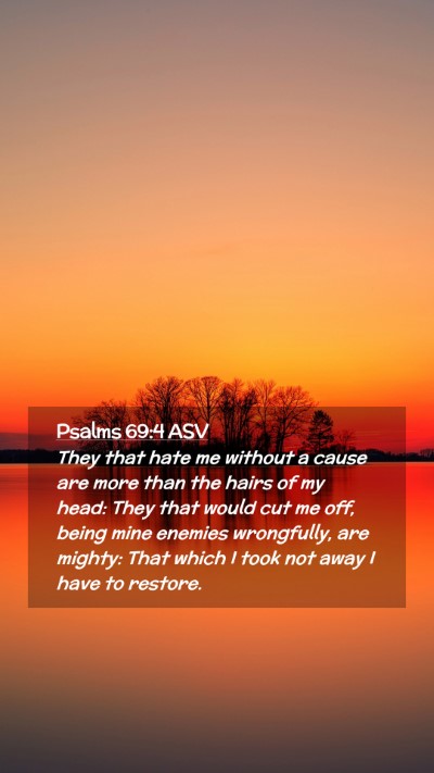Picture 02 - Psalms 69:4 ASV Mobile Phone Wallpaper - They that hate me without a cause are more than - Mobile Bible Verse Wallpaper