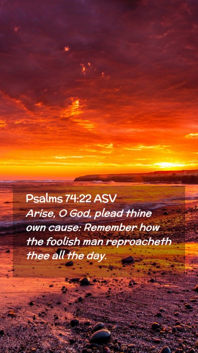 Picture 02 - Psalms 74:22 ASV Mobile Phone Wallpaper - Arise, O God, plead thine own cause: Remember how - Mobile Bible Verse Wallpaper