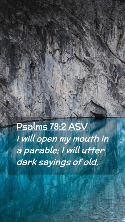Picture 02 - Psalms 78:2 ASV Mobile Phone Wallpaper - I will open my mouth in a parable; I will utter - Mobile Bible Verse Wallpaper