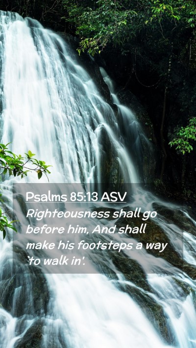 Picture 02 - Psalms 85:13 ASV Mobile Phone Wallpaper - Righteousness shall go before him, And shall make - Mobile Bible Verse Wallpaper