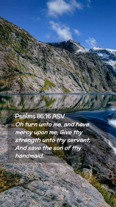 Picture 02 - Psalms 86:16 ASV Mobile Phone Wallpaper - Oh turn unto me, and have mercy upon me; Give thy - Mobile Bible Verse Wallpaper