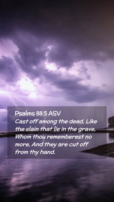 Picture 02 - Psalms 88:5 ASV Mobile Phone Wallpaper - Cast off among the dead, Like the slain that lie - Mobile Bible Verse Wallpaper