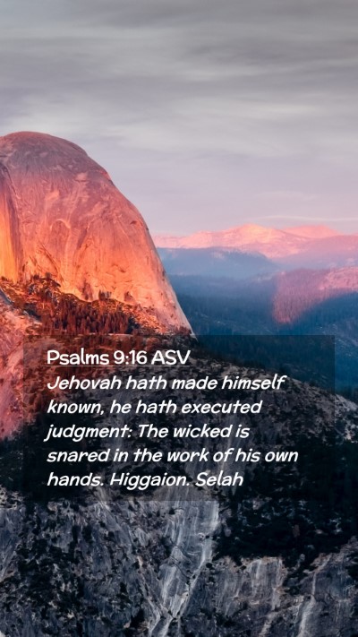 Picture 02 - Psalms 9:16 ASV Mobile Phone Wallpaper - Jehovah hath made himself known, he hath executed - Mobile Bible Verse Wallpaper