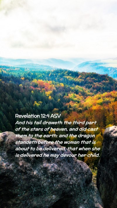 Picture 02 - Revelation 12:4 ASV Mobile Phone Wallpaper - And his tail draweth the third part of the stars - Mobile Bible Verse Wallpaper