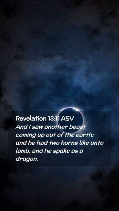 Picture 02 - Revelation 13:11 ASV Mobile Phone Wallpaper - And I saw another beast coming up out of the - Mobile Bible Verse Wallpaper