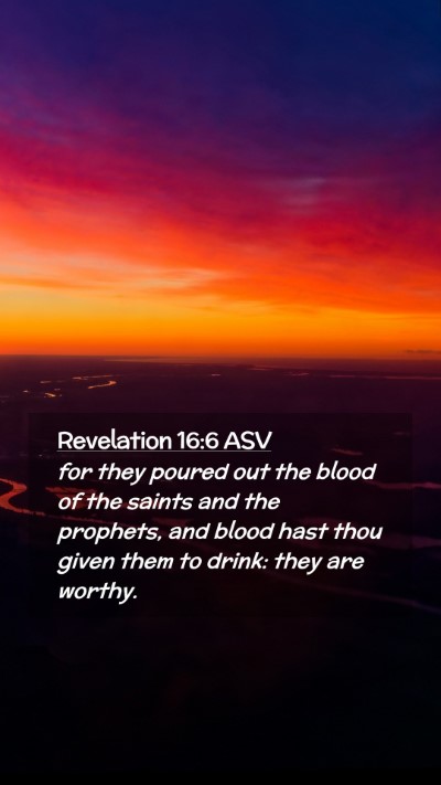 Picture 02 - Revelation 16:6 ASV Mobile Phone Wallpaper - for they poured out the blood of the saints and - Mobile Bible Verse Wallpaper