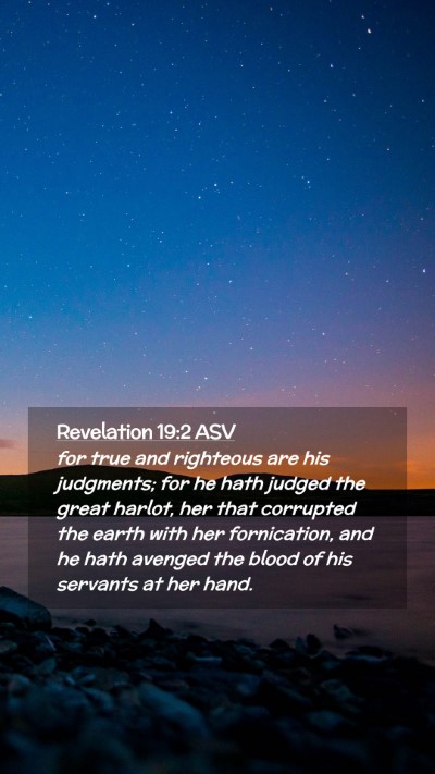 Picture 02 - Revelation 19:2 ASV Mobile Phone Wallpaper - for true and righteous are his judgments; for he - Mobile Bible Verse Wallpaper