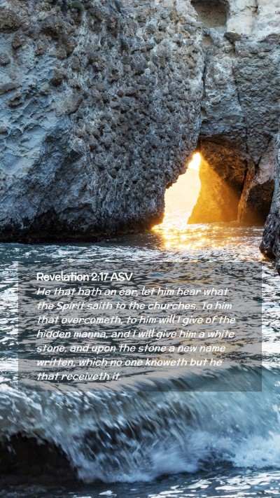 Picture 02 - Revelation 2:17 ASV Mobile Phone Wallpaper - He that hath an ear, let him hear what the Spirit - Mobile Bible Verse Wallpaper