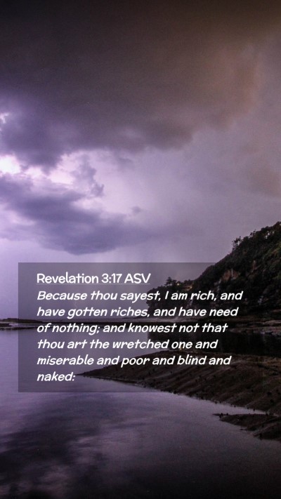 Picture 02 - Revelation 3:17 ASV Mobile Phone Wallpaper - Because thou sayest, I am rich, and have gotten - Mobile Bible Verse Wallpaper