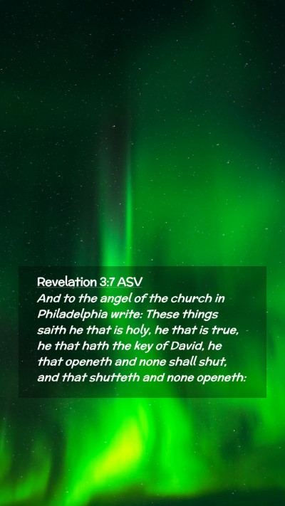Picture 02 - Revelation 3:7 ASV Mobile Phone Wallpaper - And to the angel of the church in Philadelphia - Mobile Bible Verse Wallpaper