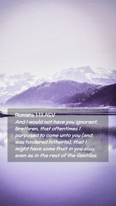 Picture 02 - Romans 1:13 ASV Mobile Phone Wallpaper - And I would not have you ignorant, brethren, that - Mobile Bible Verse Wallpaper