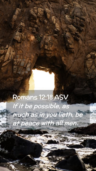 Picture 02 - Romans 12:18 ASV Mobile Phone Wallpaper - If it be possible, as much as in you lieth, be at - Mobile Bible Verse Wallpaper