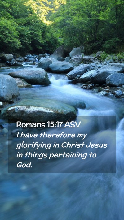 Picture 02 - Romans 15:17 ASV Mobile Phone Wallpaper - I have therefore my glorifying in Christ Jesus in - Mobile Bible Verse Wallpaper