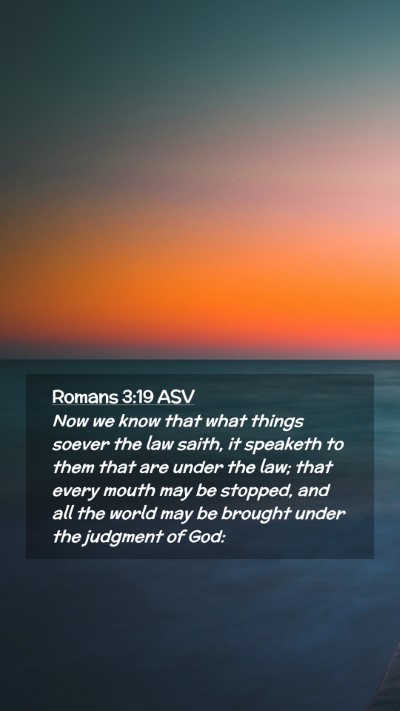 Picture 02 - Romans 3:19 ASV Mobile Phone Wallpaper - Now we know that what things soever the law - Mobile Bible Verse Wallpaper