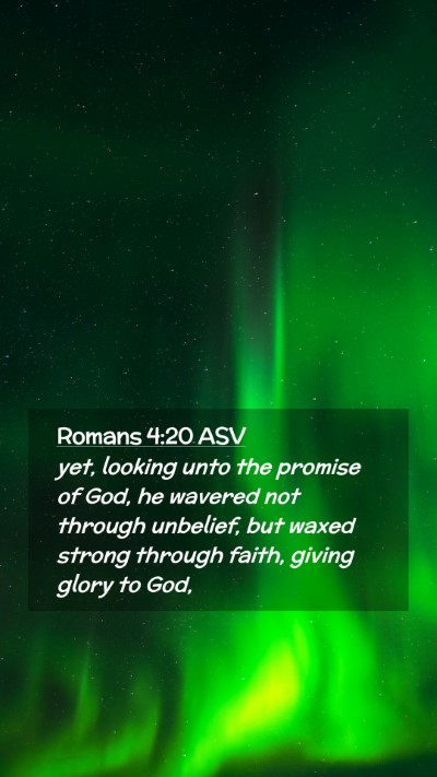 Picture 02 - Romans 4:20 ASV Mobile Phone Wallpaper - yet, looking unto the promise of God, he wavered - Mobile Bible Verse Wallpaper