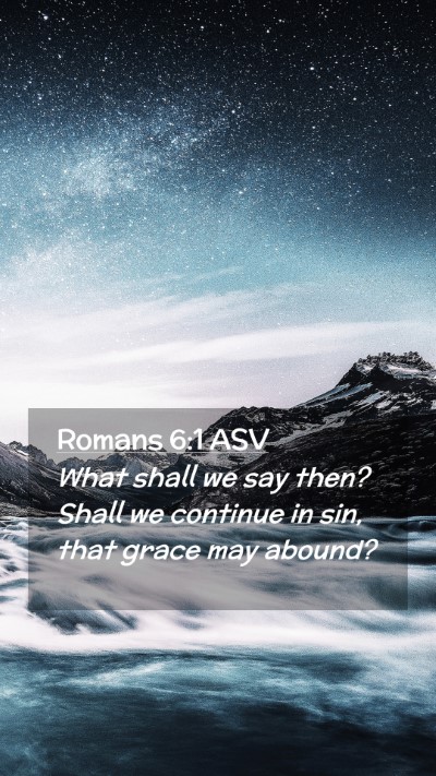 Picture 02 - Romans 6:1 ASV Mobile Phone Wallpaper - What shall we say then? Shall we continue in sin, - Mobile Bible Verse Wallpaper