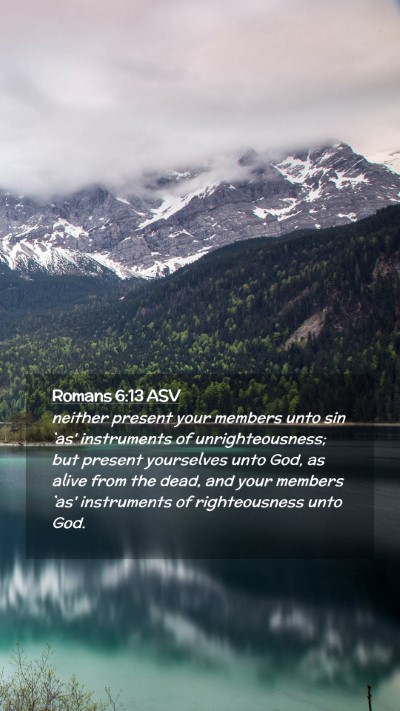 Picture 02 - Romans 6:13 ASV Mobile Phone Wallpaper - neither present your members unto sin `as' - Mobile Bible Verse Wallpaper