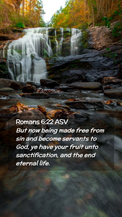 Picture 02 - Romans 6:22 ASV Mobile Phone Wallpaper - But now being made free from sin and become - Mobile Bible Verse Wallpaper