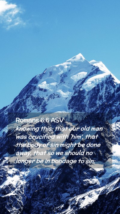 Picture 02 - Romans 6:6 ASV Mobile Phone Wallpaper - knowing this, that our old man was crucified with - Mobile Bible Verse Wallpaper