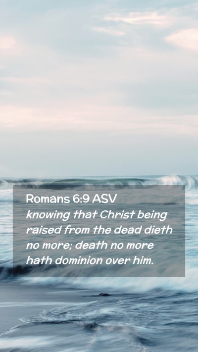 Picture 02 - Romans 6:9 ASV Mobile Phone Wallpaper - knowing that Christ being raised from the dead - Mobile Bible Verse Wallpaper