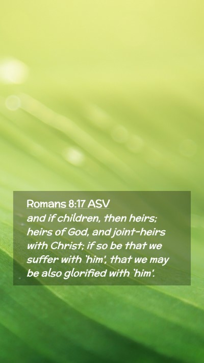 Picture 02 - Romans 8:17 ASV Mobile Phone Wallpaper - and if children, then heirs; heirs of God, and - Mobile Bible Verse Wallpaper