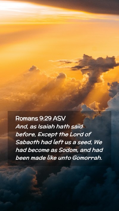 Picture 02 - Romans 9:29 ASV Mobile Phone Wallpaper - And, as Isaiah hath said before, Except the Lord - Mobile Bible Verse Wallpaper