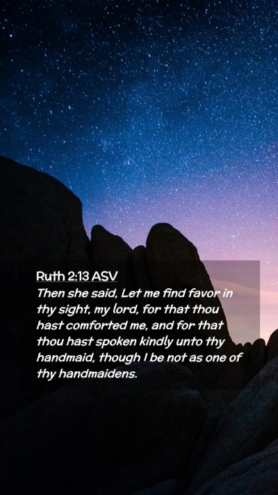 Picture 02 - Ruth 2:13 ASV Mobile Phone Wallpaper - Then she said, Let me find favor in thy sight, my - Mobile Bible Verse Wallpaper