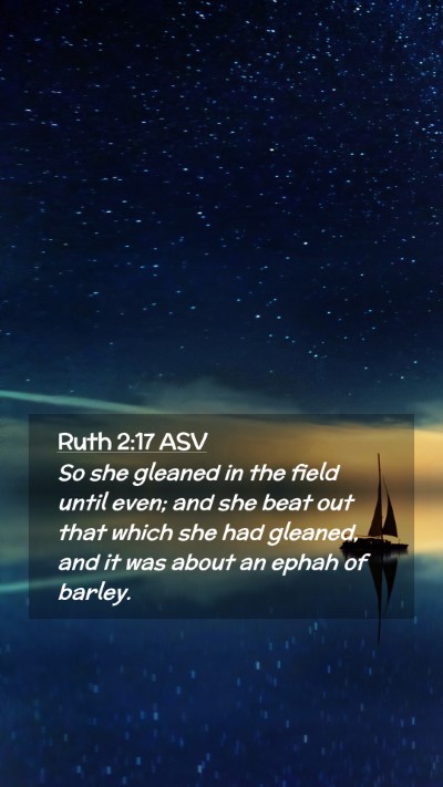 Picture 02 - Ruth 2:17 ASV Mobile Phone Wallpaper - So she gleaned in the field until even; and she - Mobile Bible Verse Wallpaper