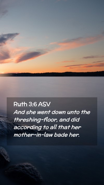 Picture 02 - Ruth 3:6 ASV Mobile Phone Wallpaper - And she went down unto the threshing-floor, and - Mobile Bible Verse Wallpaper