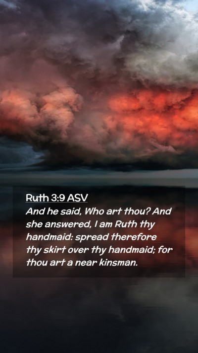 Picture 02 - Ruth 3:9 ASV Mobile Phone Wallpaper - And he said, Who art thou? And she answered, I am - Mobile Bible Verse Wallpaper