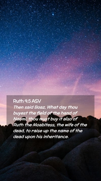 Picture 02 - Ruth 4:5 ASV Mobile Phone Wallpaper - Then said Boaz, What day thou buyest the field of - Mobile Bible Verse Wallpaper